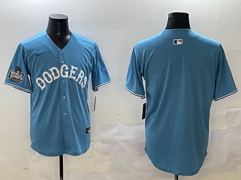 Men Los Angeles Dodgers Blank Light Blue Throwback Game 2025 Nike MLB Jersey style 20